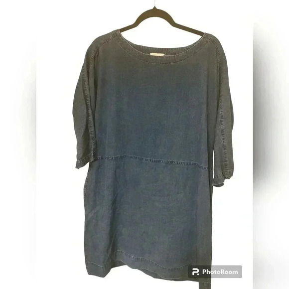 Eileen Fisher TENCEL ORGANIC COTTON DENIM DRESS - Picture 1 of 3